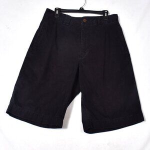 American Eagle Shorts Mens 33 Black Longer Length Chino Flat Front Bermuda